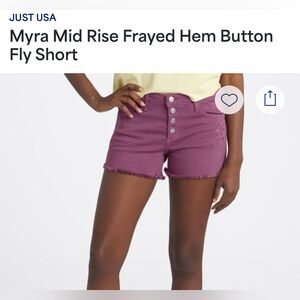 Just USA Plum Button Fly Jean Shorts